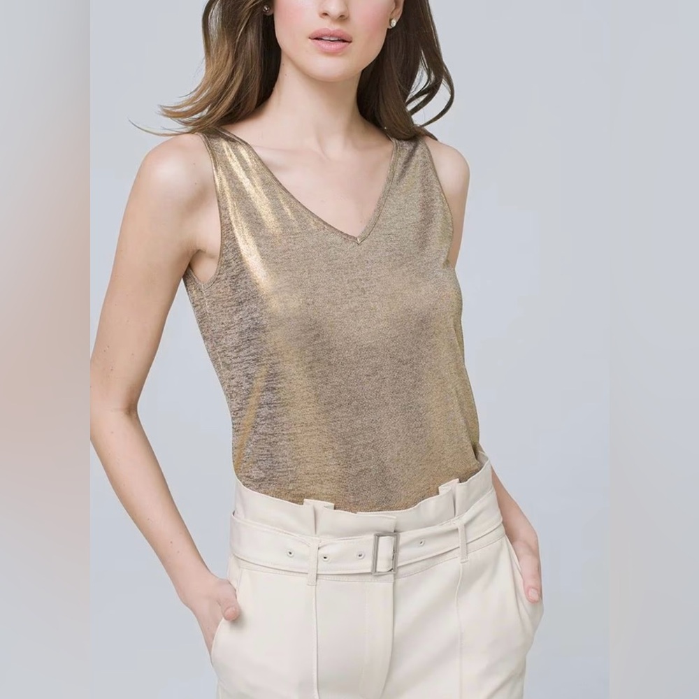 White House Blackmarket gold metallic tank size small